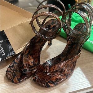 Maison Femalien Brown Snakeskin Sandals
